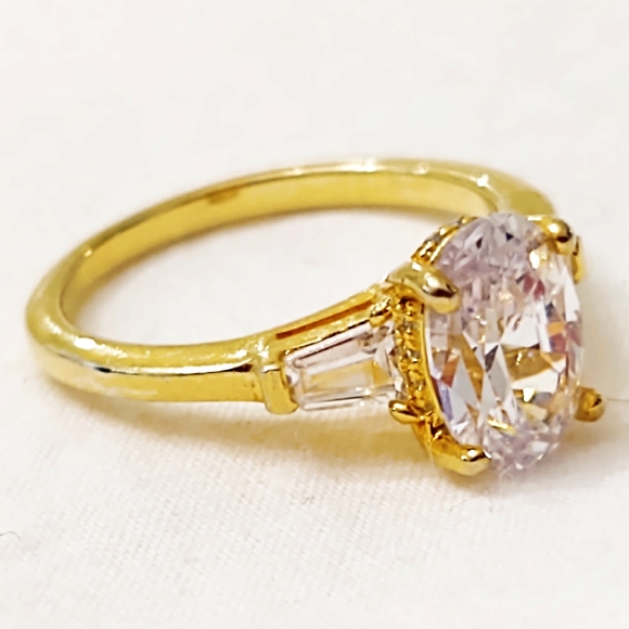 Vintage Gold over Sterling Silver Zirconia Ring- 6 - Picture 4 of 5